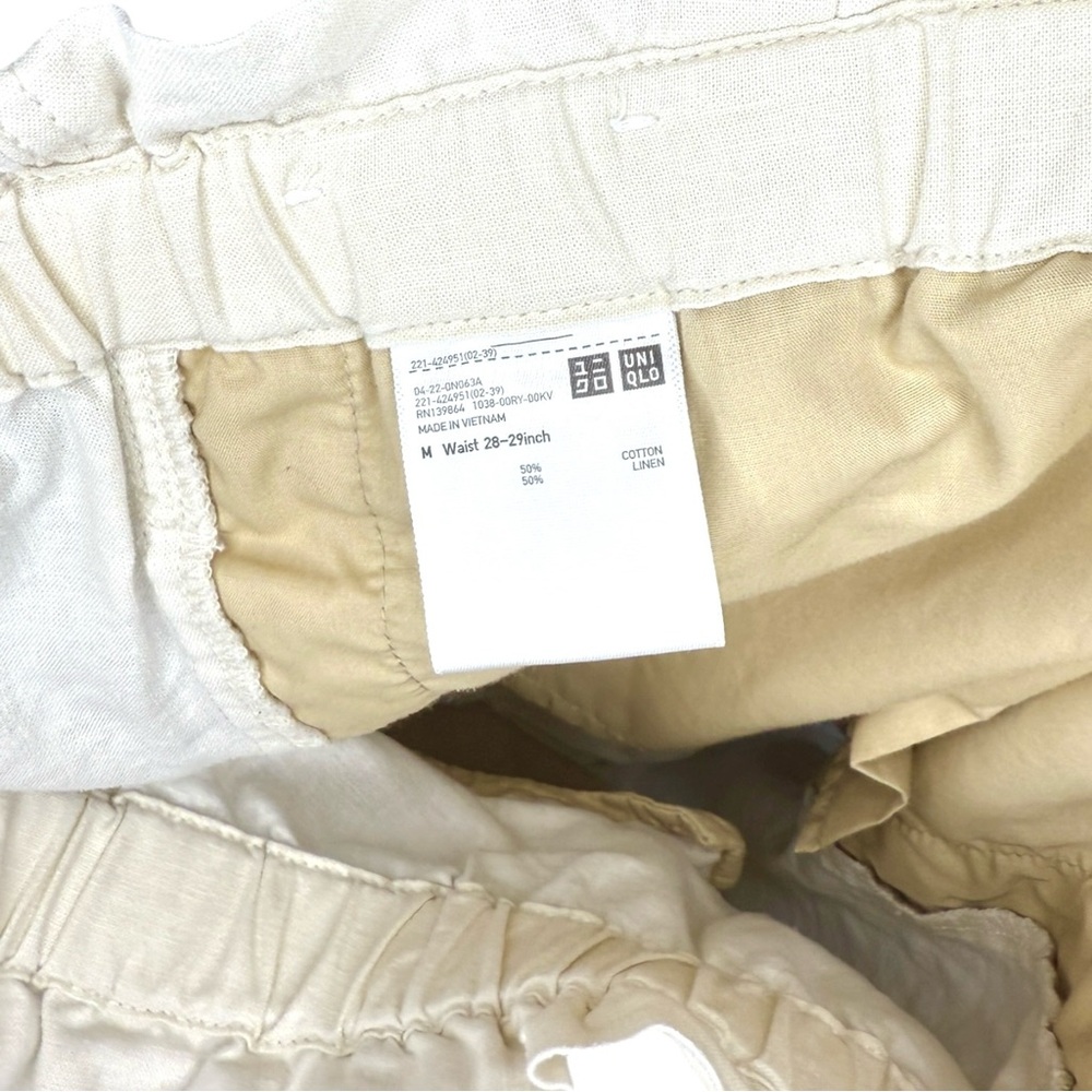 Uniqlo Linen Blend Cream High Rise Cinch Shorts - Picture 3 of 3